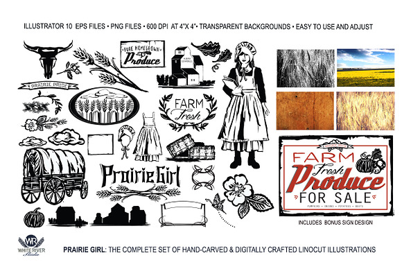 Prairie Girl Linocuts in Graphics - product preview 3