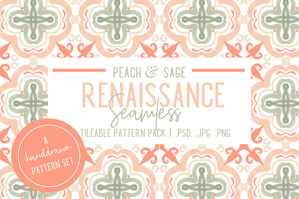 Peaches and Sage Seamless Patterns