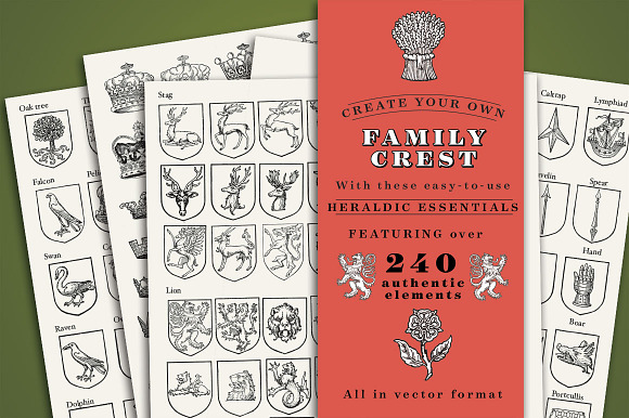 Heraldic Crest Elements in Illustrations - product preview 1