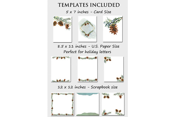 Pine Design Kit - Watercolor Clipart in Illustrations - product preview 3