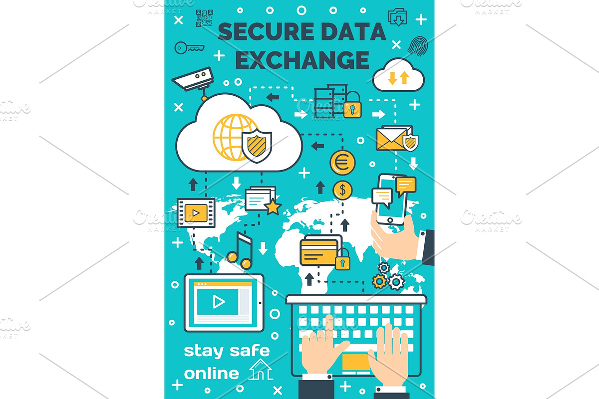 Vector poster secure data exchange in Illustrations - product preview 8