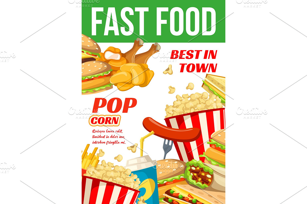 Vector fast food restaurant poster in Illustrations - product preview 8
