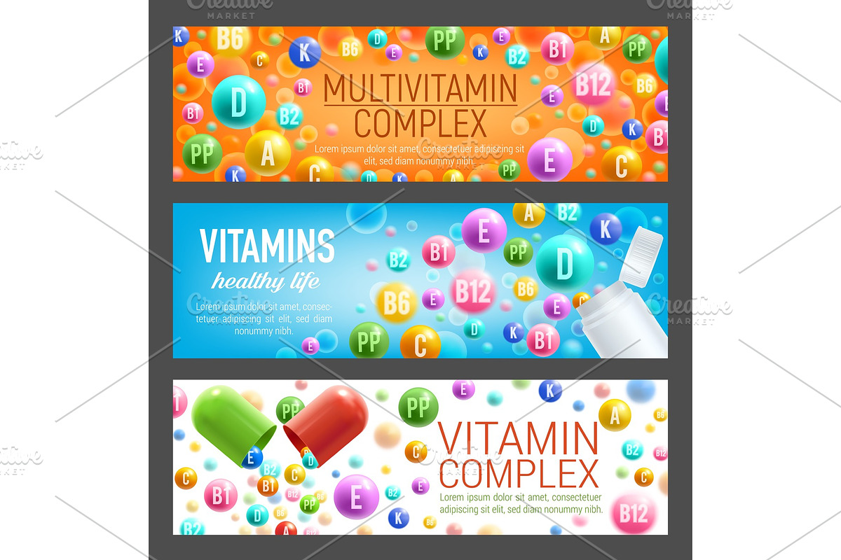 Vitamins and multivitamins vector in Illustrations - product preview 8