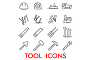 Vector thin line icons repair tools