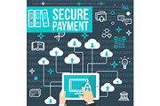 Vector poster secure online payment