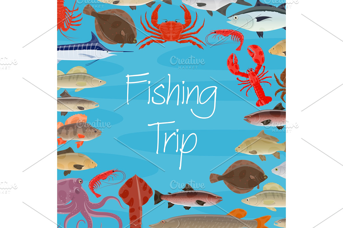 Vector poster fishing trip and fish in Illustrations - product preview 8