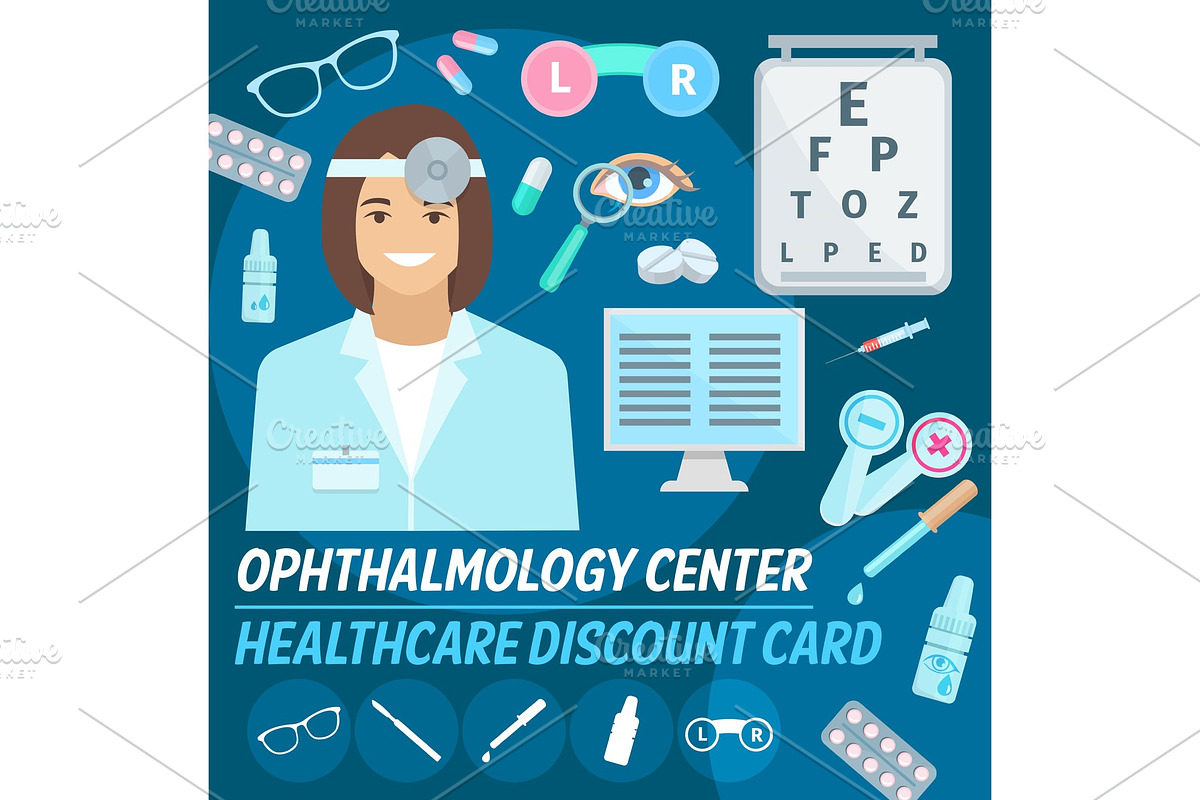 Vector card ophthalmology center in Illustrations - product preview 8