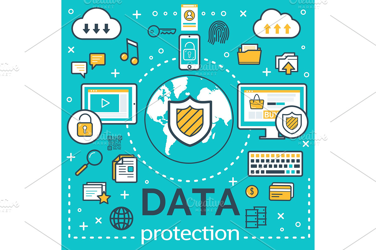 Poster internet data protection in Illustrations - product preview 8