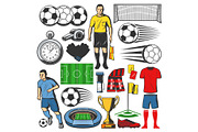 Vector items of football or soccer