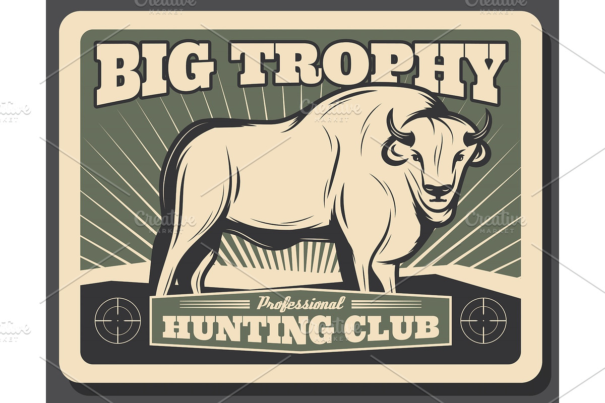 Vector buffalo poster for hunting in Illustrations - product preview 8