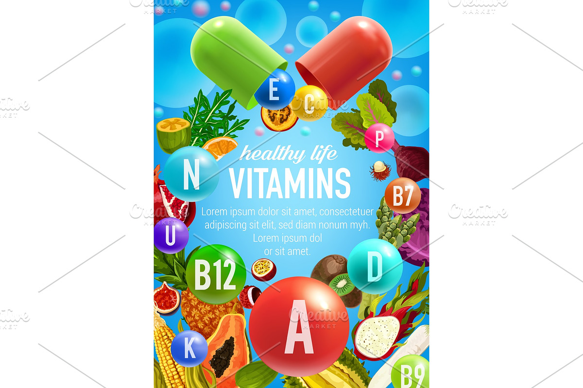 Vegetables and fruits vitamins in Illustrations - product preview 8