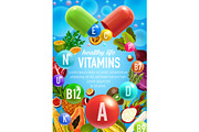 Vegetables and fruits vitamins
