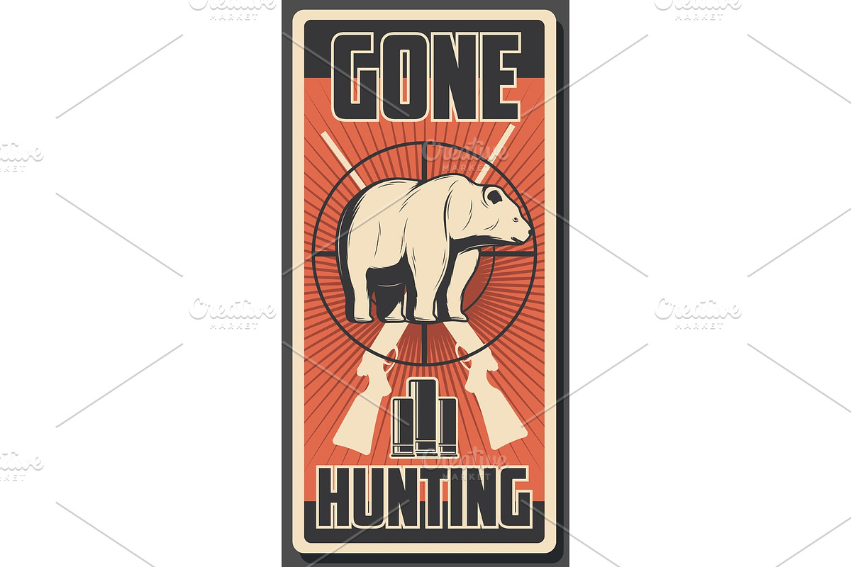 Vector bear hunt poster for hunting in Illustrations - product preview 8