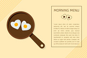 Fried egg on pan Vector illustration