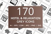 170 Hotel & Relaxation Grey Icons