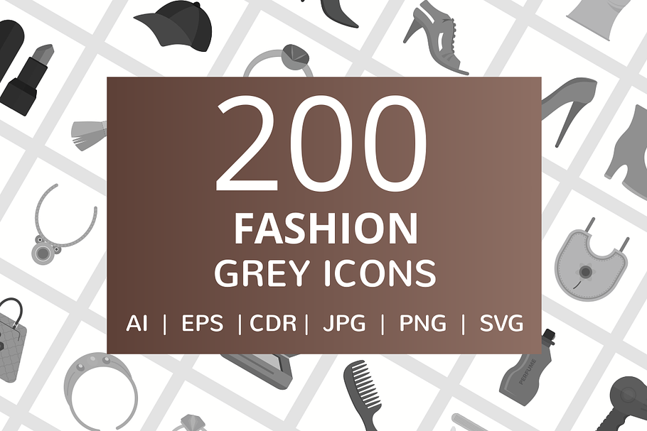 200 Fashion Grey Icons