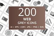 200 Web Grey Icons