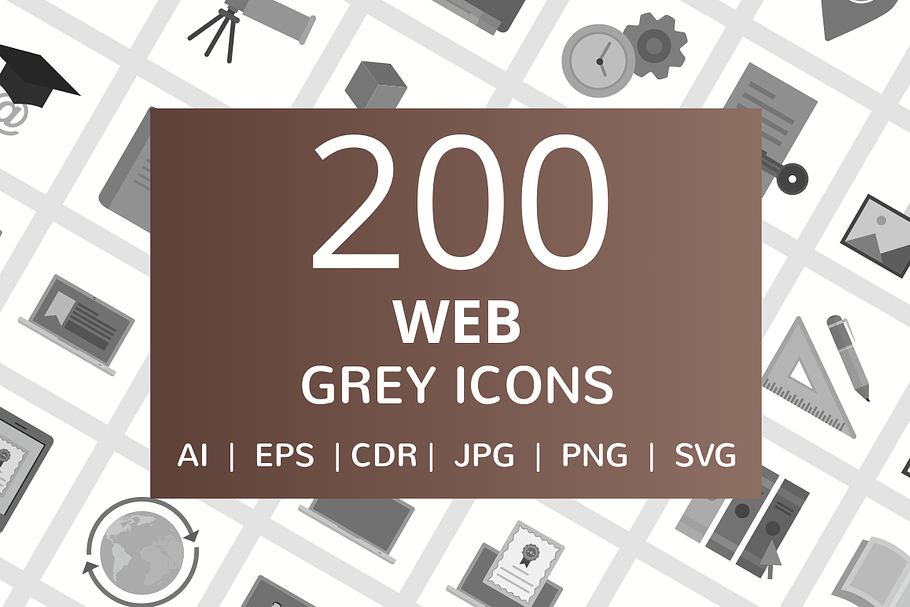 200 Web Grey Icons in Icons - product preview 8