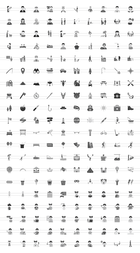 200 Activities Grey Icons in Graphics - product preview 1