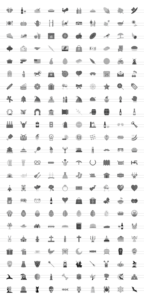 230 Observances & Holiday Grey Icons in Graphics - product preview 1