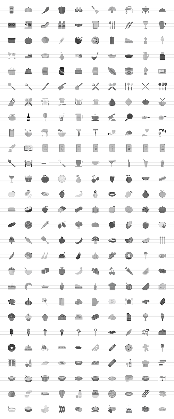270 Food & Drinks General Grey Icons in Graphics - product preview 1
