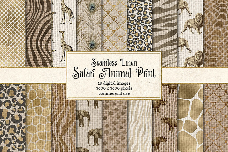 Linen Animal Skins Digital Paper
