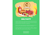 BBQ Party Website and Button Vector