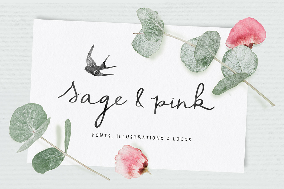 Sage & Pink Font and Logos in Script Fonts - product preview 8