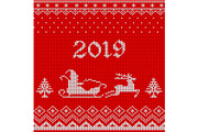 2019 knitted pattern with santa