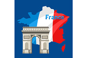 Triumphal Arch on map of France.