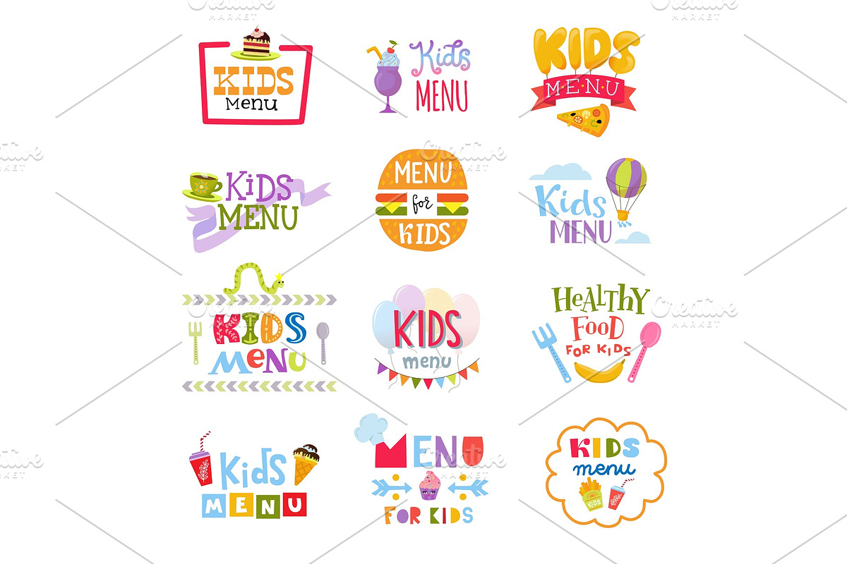 Kids menu vector lettering template in Illustrations - product preview 8