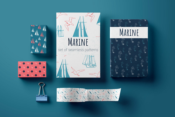 Marine Set of Seamless Patterns in Patterns - product preview 2