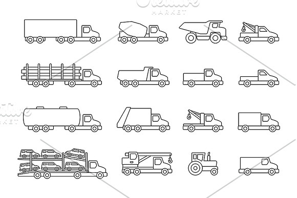 Trucks icons set in Graphics - product preview 1