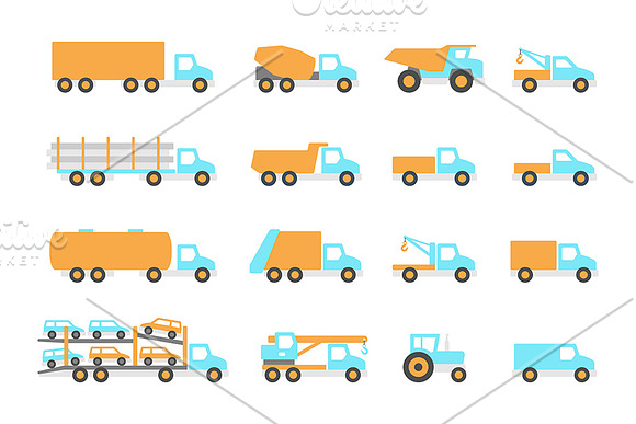 Trucks icons set in Graphics - product preview 2