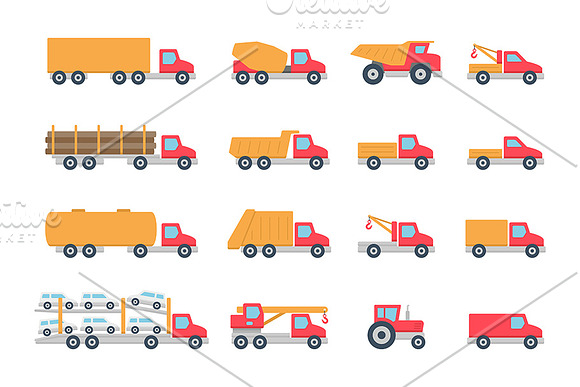 Trucks icons set in Graphics - product preview 3