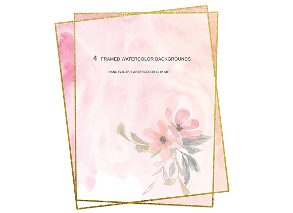 Watercolor Blush Gold Geometric Fram in Illustrations - product preview 1