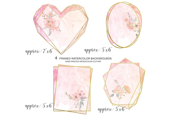 Watercolor Blush Gold Geometric Fram in Illustrations - product preview 2