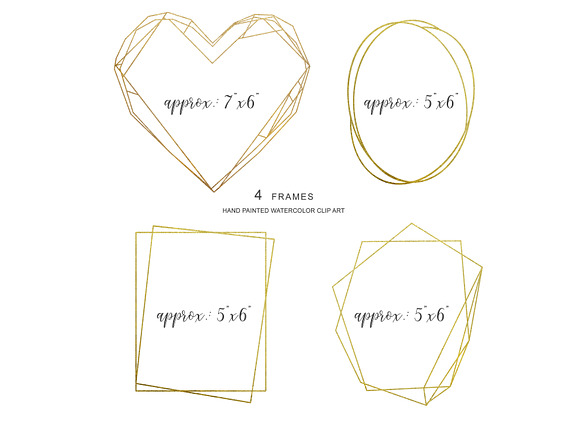 Watercolor Blush Gold Geometric Fram in Illustrations - product preview 3