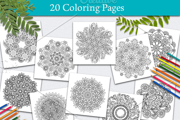 Floral Mandalas 20 Coloring Pages