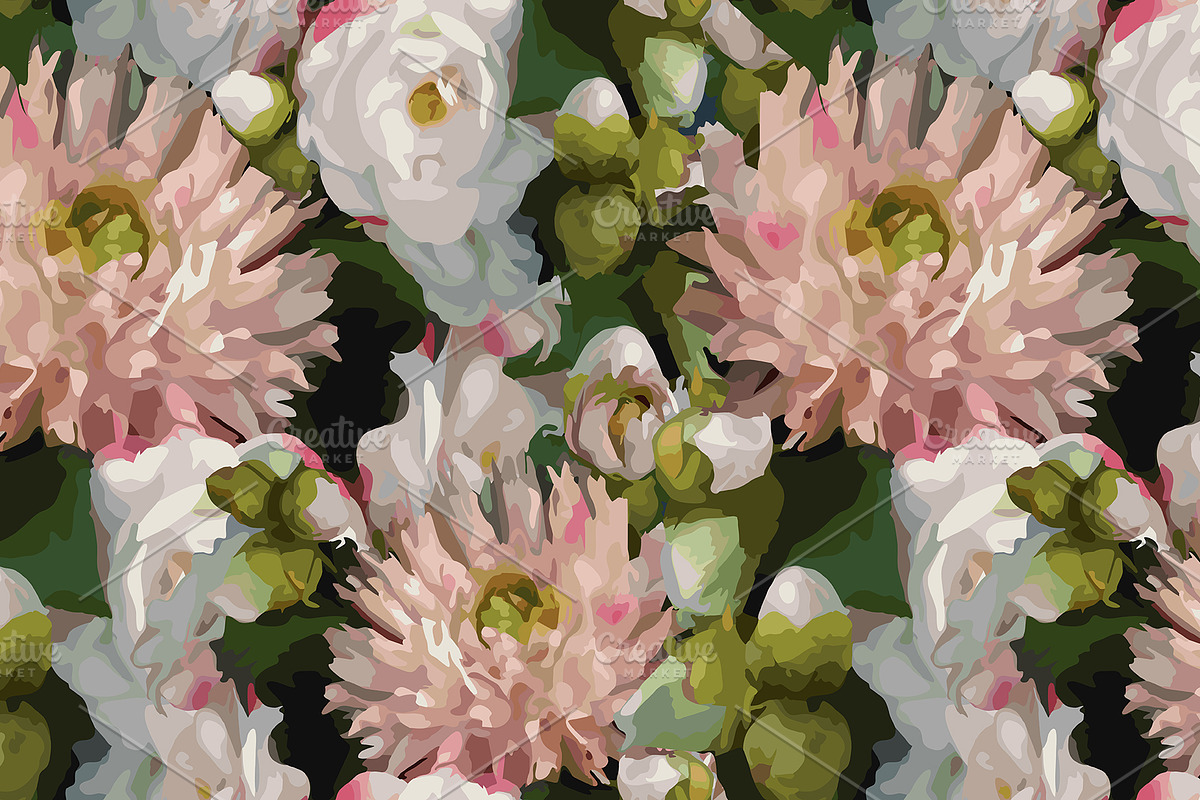 Flower peony seamless pattern vector in Patterns - product preview 8