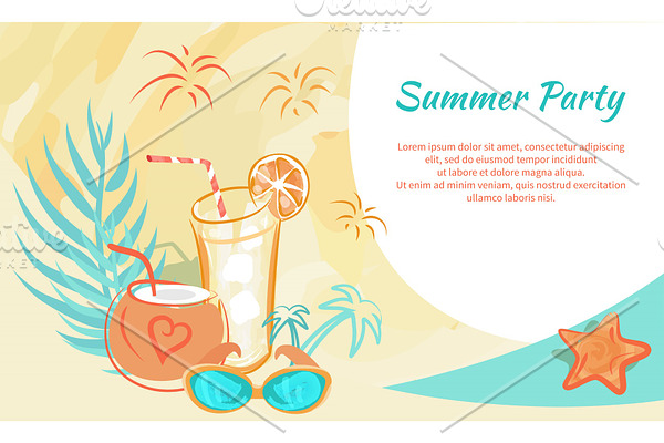 Summer Party Poster with Cocktails