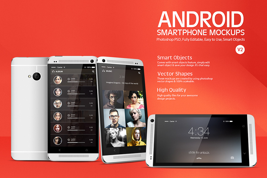 Android Smartphone Mockups V2 in Mobile & Web Mockups - product preview 8