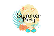 Summer Party Poster with Cocktail in