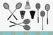 Badminton racket, shuttlecock svg 