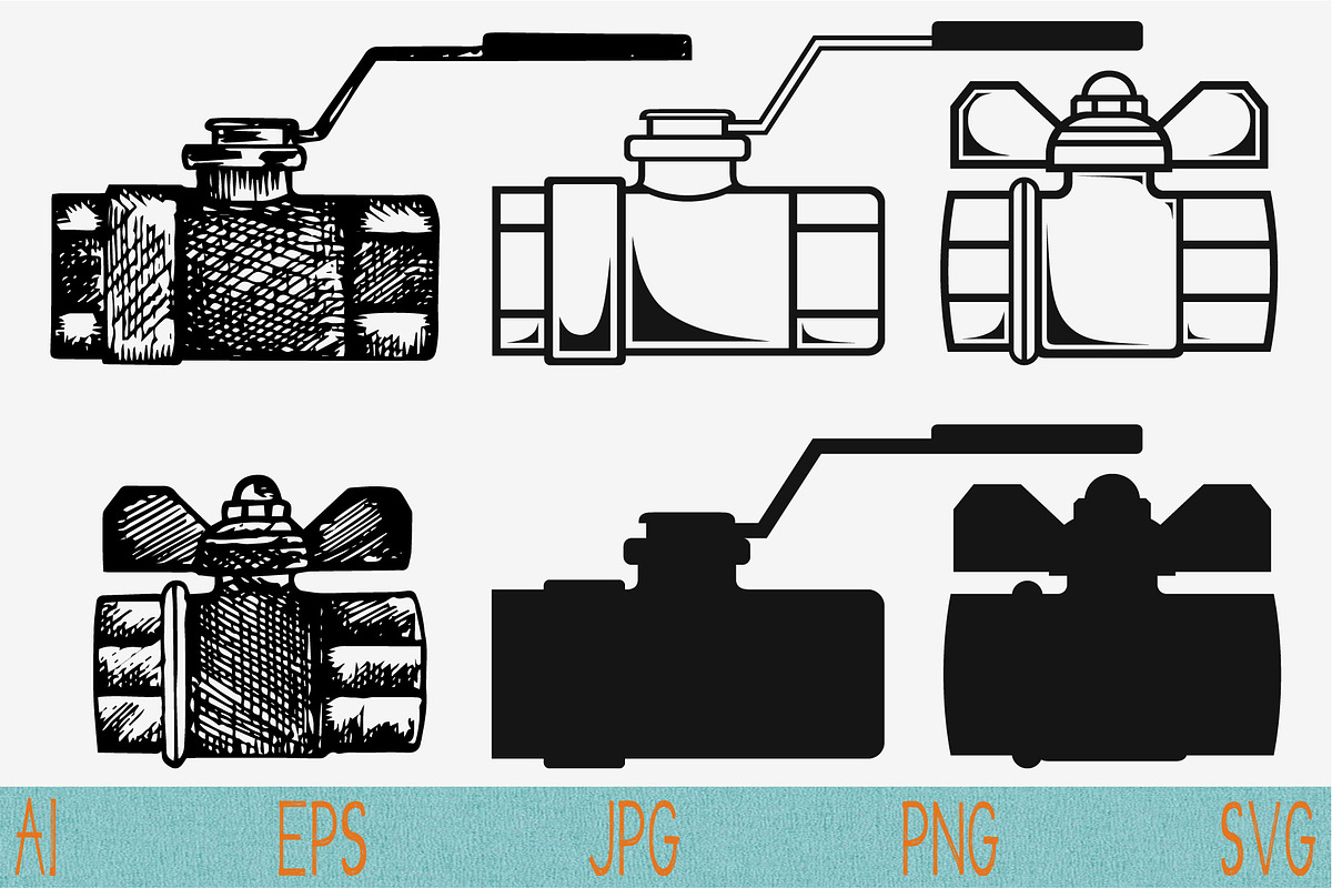 ball valve, set vector svg png eps  in Objects - product preview 8