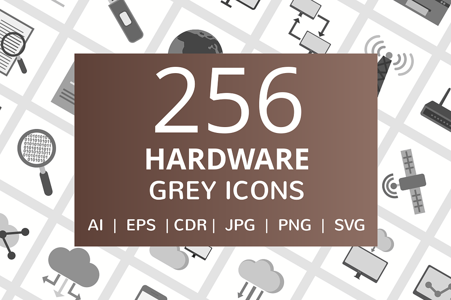 256 Hardware Grey Icons in Graphics - product preview 8