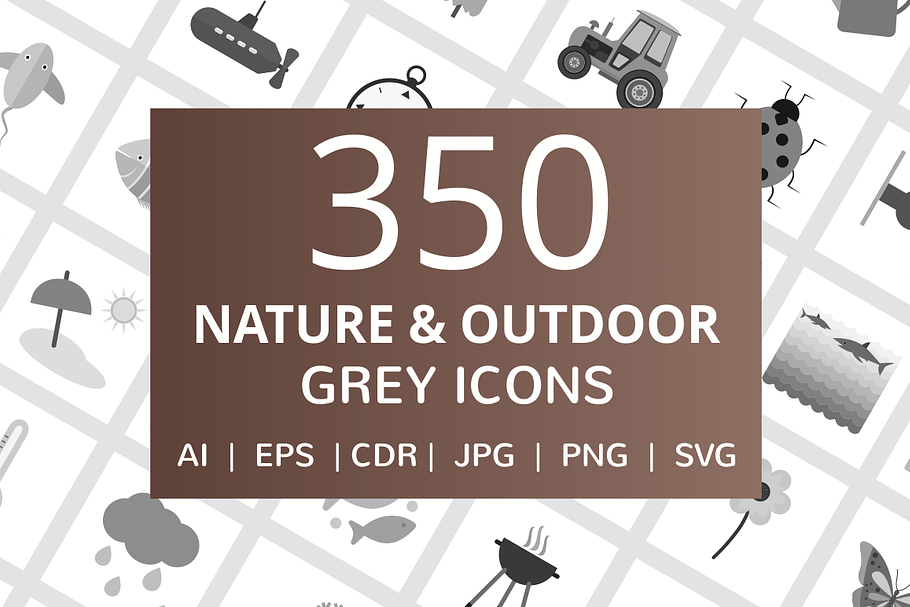 350 Nature & Outdoor Grey Icons