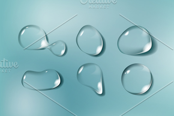 Realistic water drops set in Illustrations - product preview 4