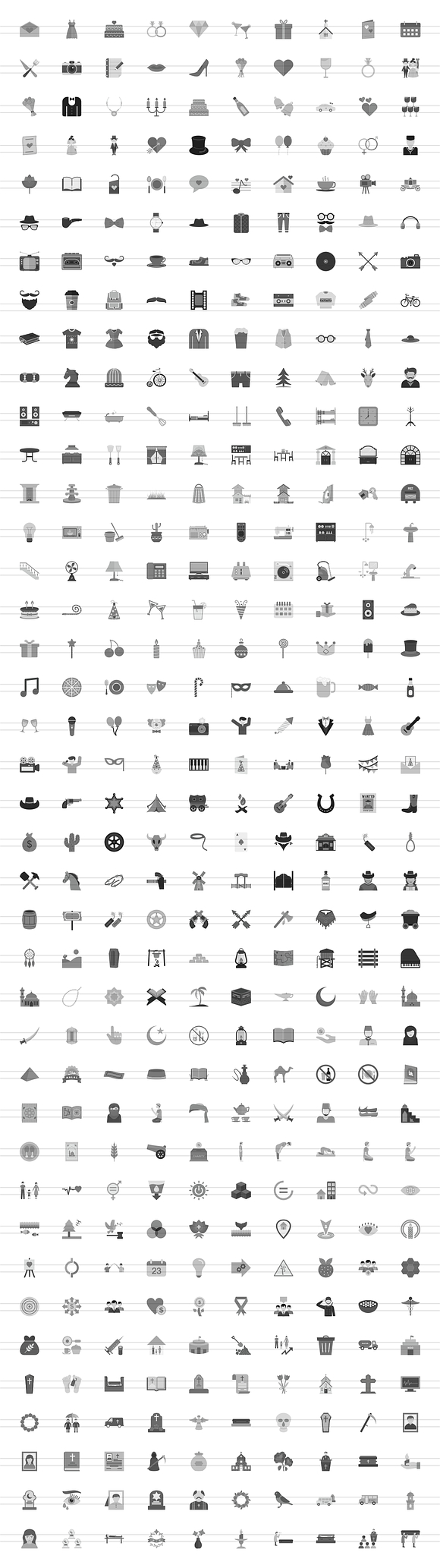 400 Lifestyle Grey Icons in Graphics - product preview 1