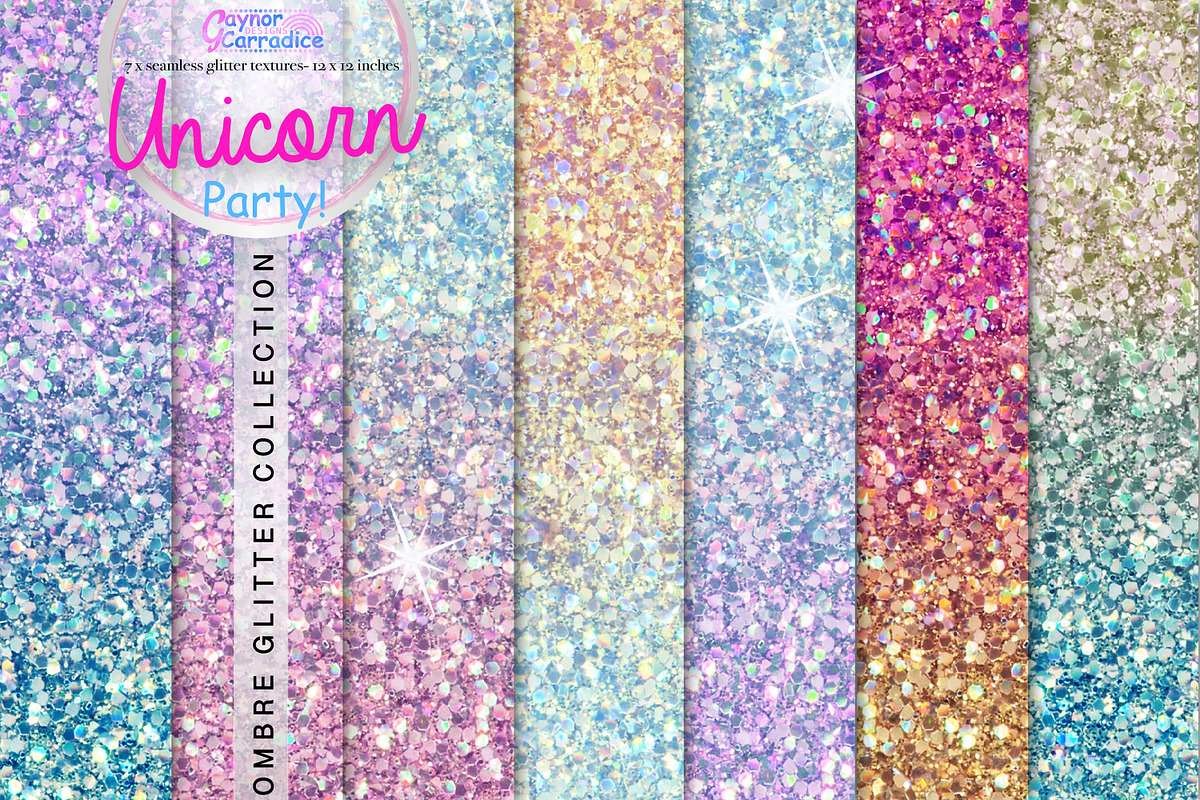 Unicorn Ombre Seamless Glitter in Textures - product preview 8